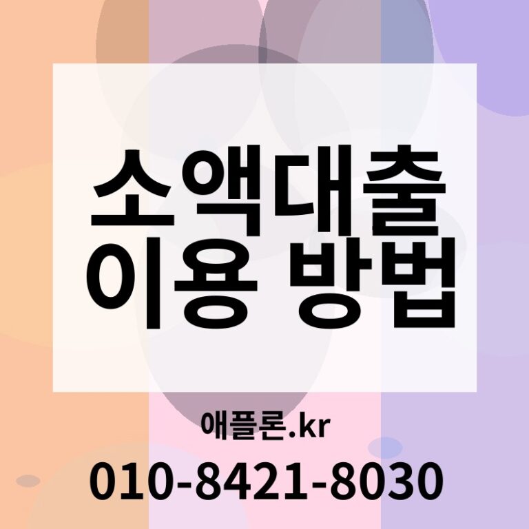 소액대출 이용 방법 | 애플론.kr | 010-8421-8030