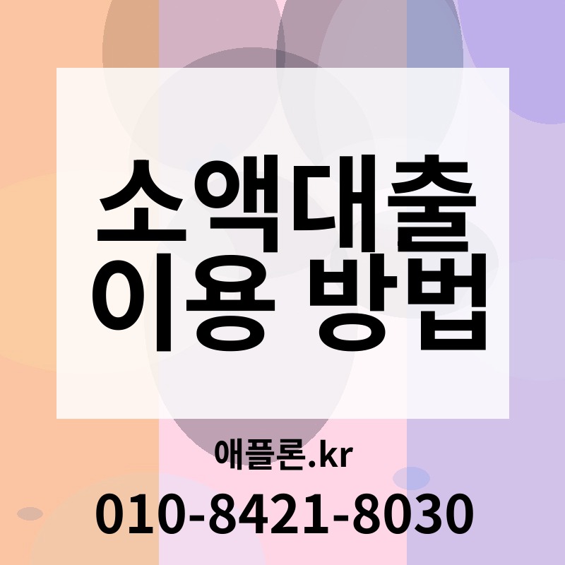 소액대출 이용 방법 | 애플론.kr | 010-8421-8030