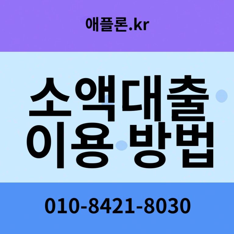 소액대출 이용 방법 | 애플론.kr | 010-8421-8030