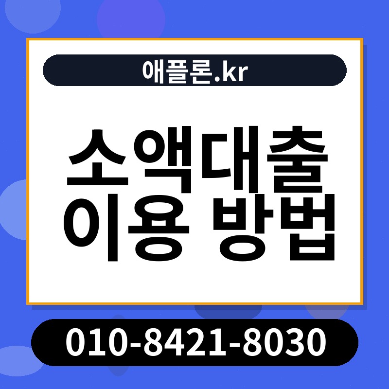 소액대출 이용 방법 | 애플론.kr | 010-8421-8030