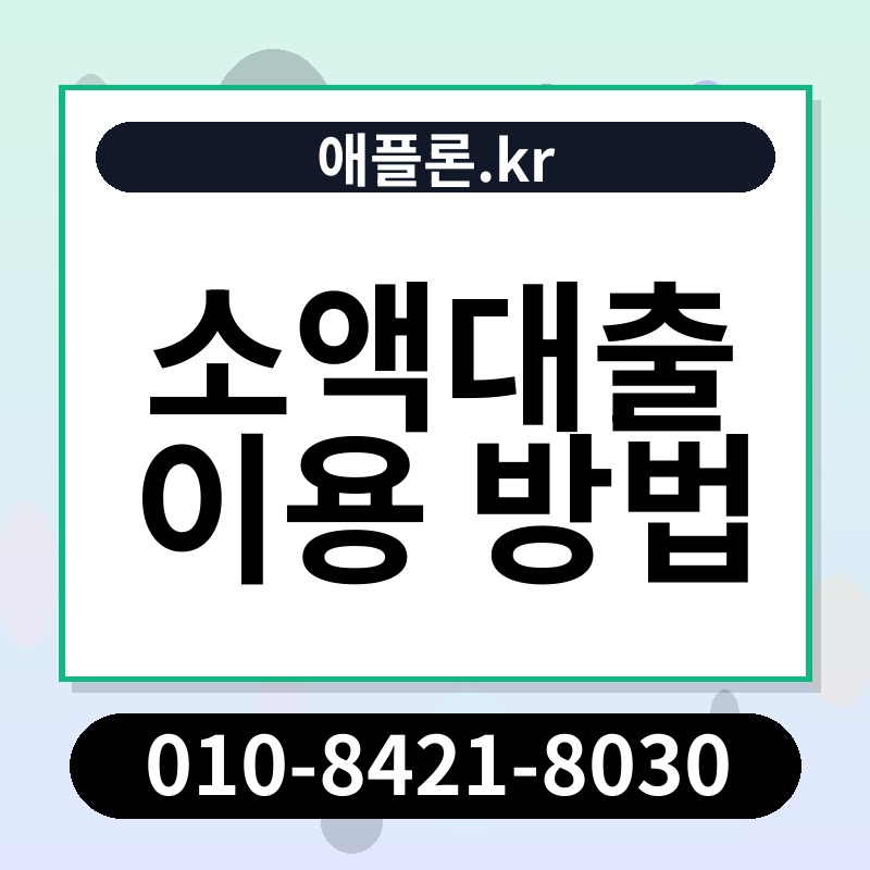 소액대출 이용 방법 | 애플론.kr | 010-8421-8030