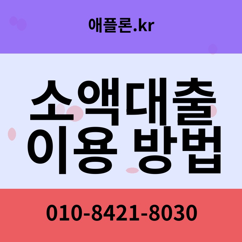 소액대출 이용 방법 | 애플론.kr | 010-8421-8030