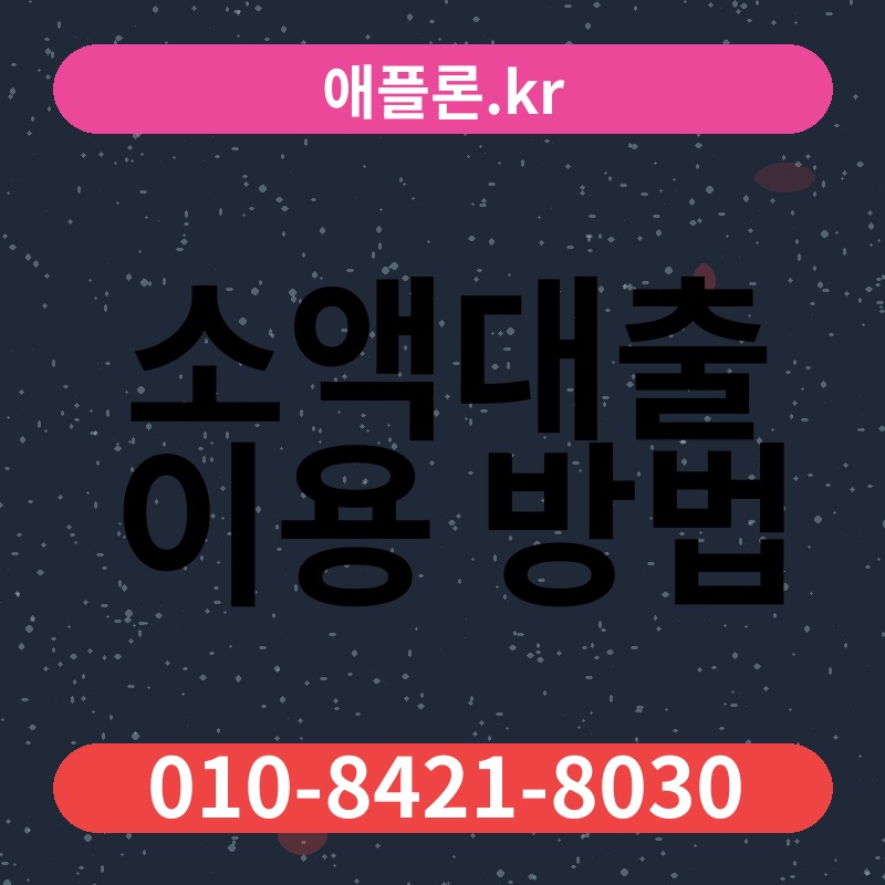 소액대출 이용 방법 | 애플론.kr | 010-8421-8030