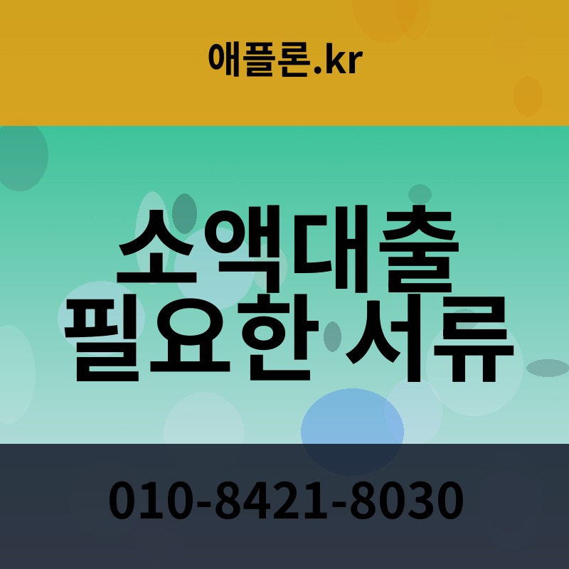 소액대출 필요한 서류 | 애플론.kr | 010-8421-8030