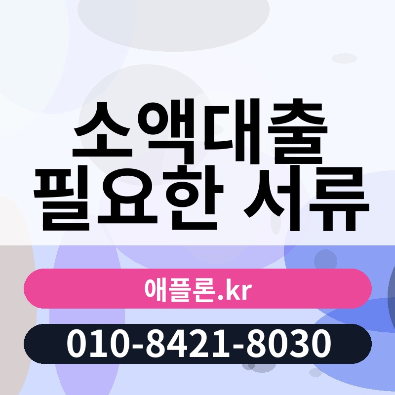 소액대출 필요한 서류 | 애플론.kr | 010-8421-8030