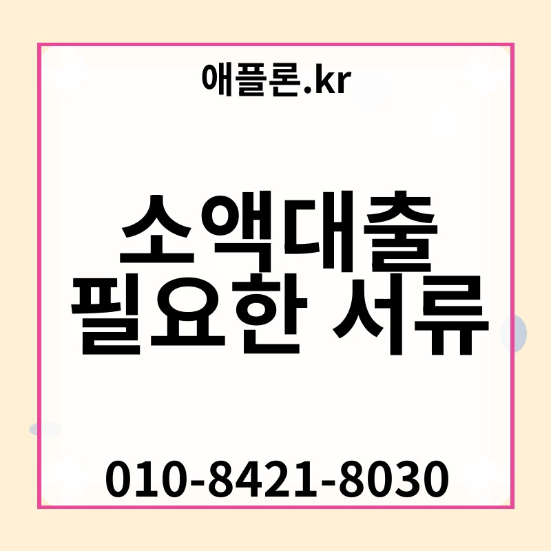 소액대출 필요한 서류 | 애플론.kr | 010-8421-8030