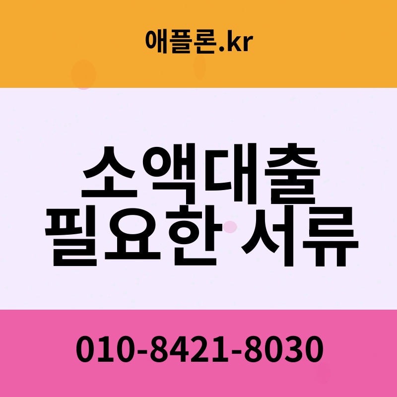 소액대출 필요한 서류 | 애플론.kr | 010-8421-8030