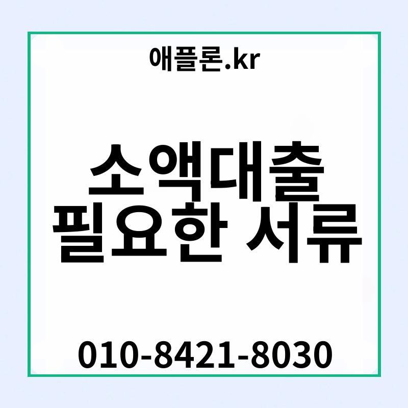소액대출 필요한 서류 | 애플론.kr | 010-8421-8030
