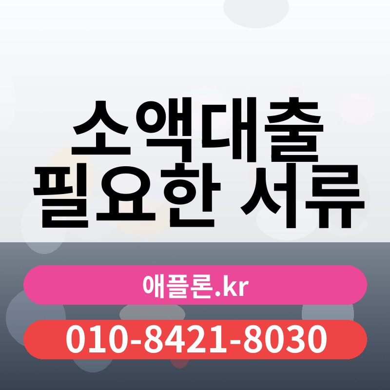 소액대출 필요한 서류 | 애플론.kr | 010-8421-8030