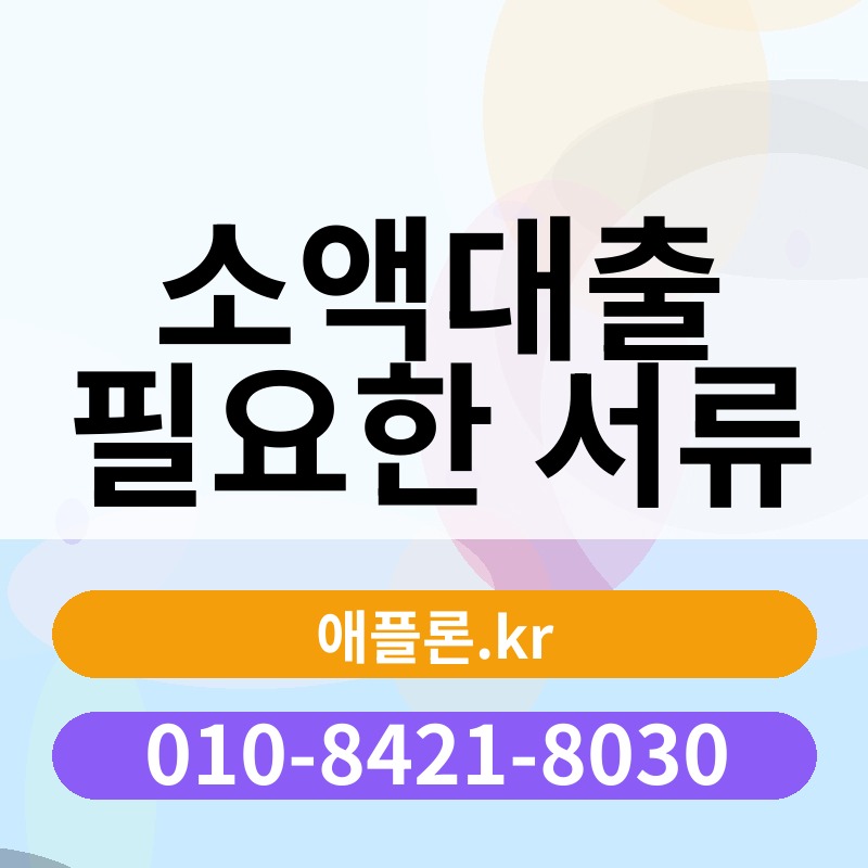 소액대출 필요한 서류 | 애플론.kr | 010-8421-8030