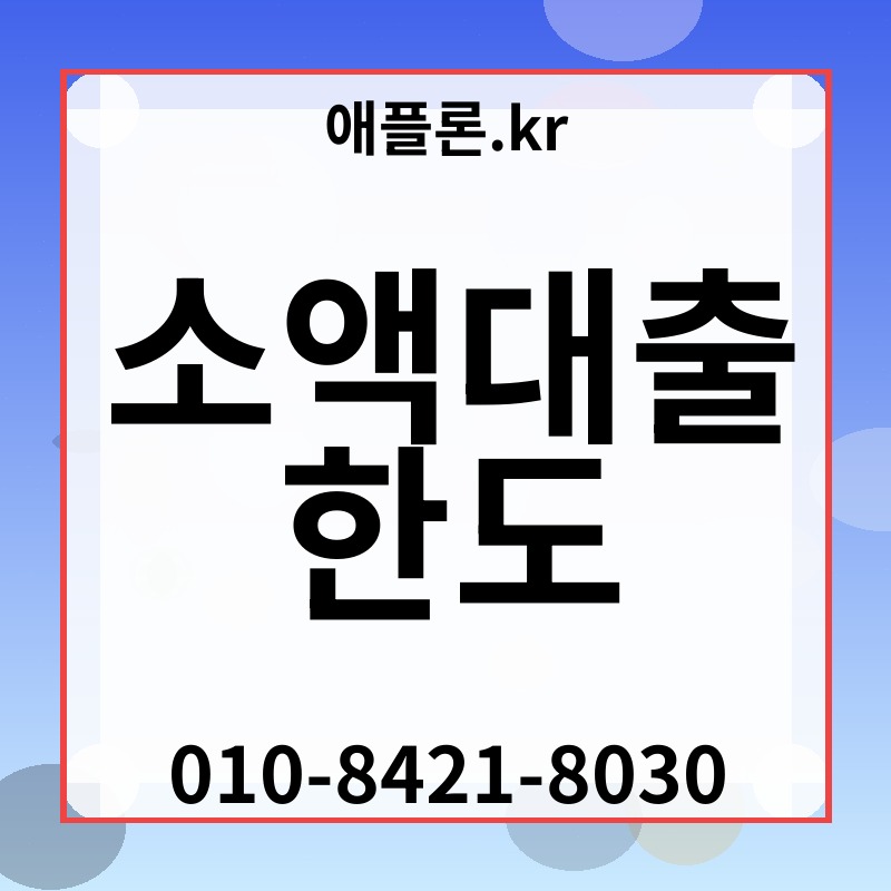 소액대출 한도 | 애플론.kr | 010-8421-8030