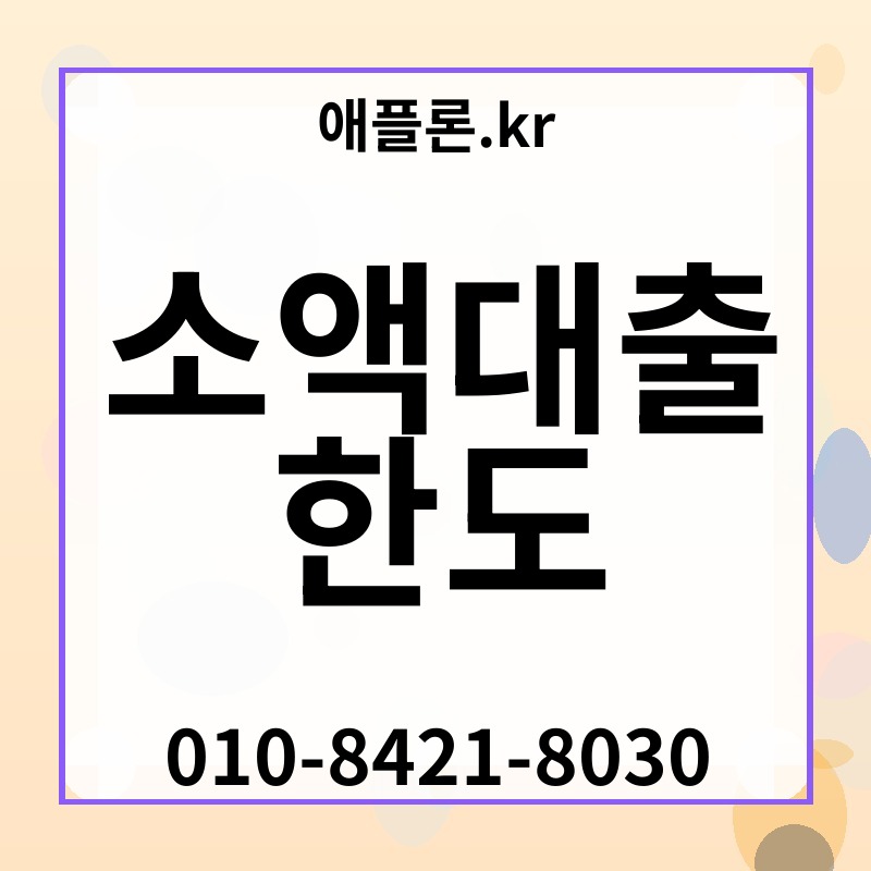 소액대출 한도 | 애플론.kr | 010-8421-8030