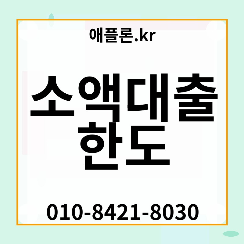 소액대출 한도 | 애플론.kr | 010-8421-8030