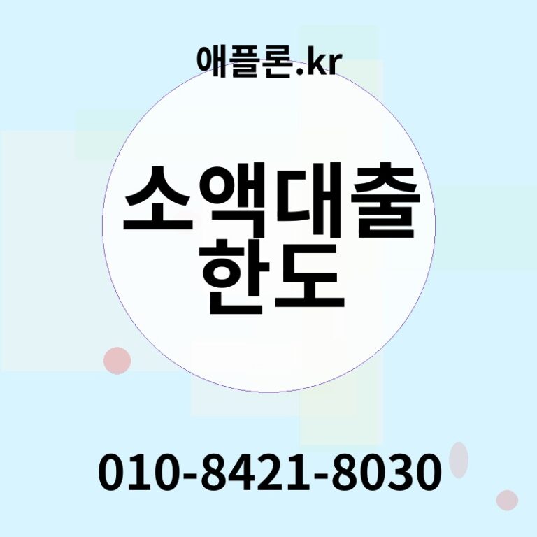 소액대출 한도 | 애플론.kr | 010-8421-8030