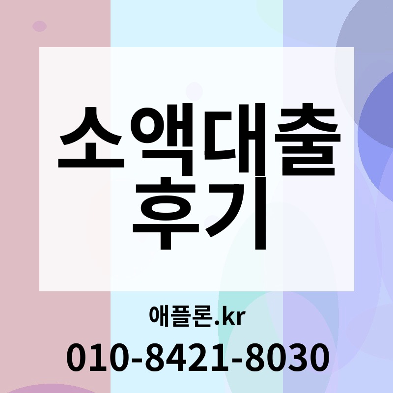 소액대출 후기 | 애플론.kr | 010-8421-8030
