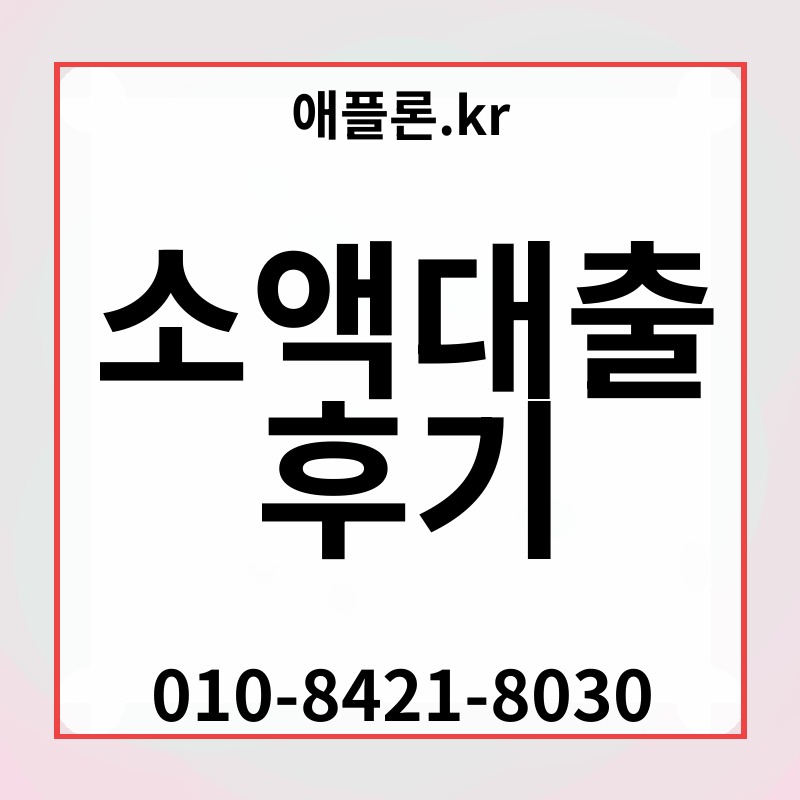 소액대출 후기 | 애플론.kr | 010-8421-8030
